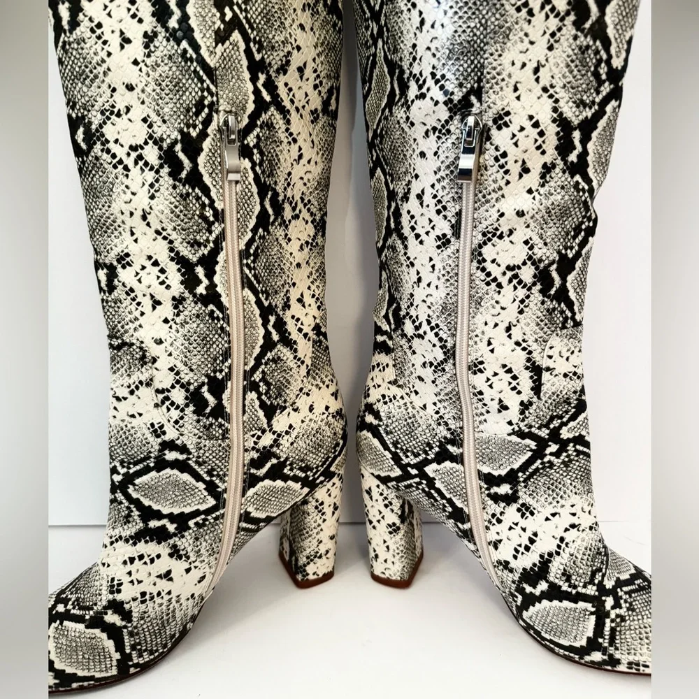 Pretty Little Thing Faux Snake Knee High Boots - Picture 4 of 11